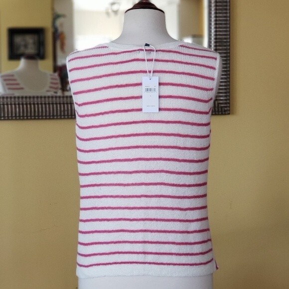 Splendid Striped Twist Hem Knitted Cotton Blend Sleeveless Tank Top Medium Pink - Picture 5 of 10